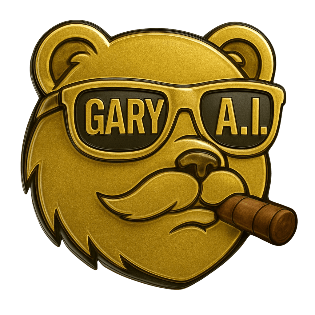 Gary, the gold bear in sunglasses